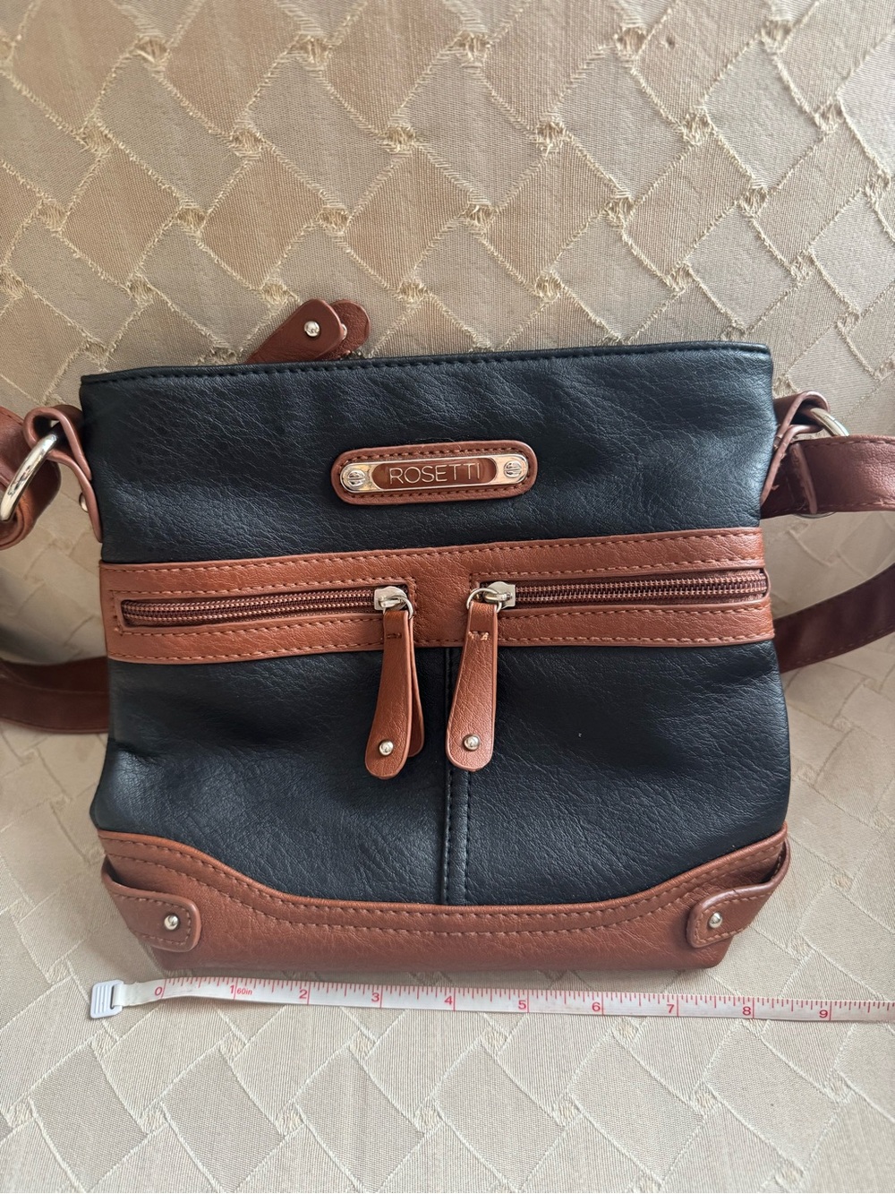 Rosetti Black and Brown Two-Tone Crossbody Bag